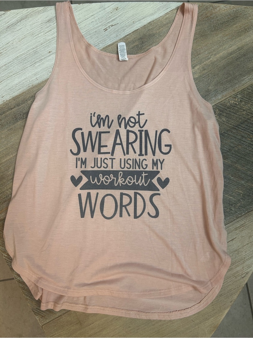 Bella Canvas Light Pink Graphic Workout Tank Top with Dark Gray Print